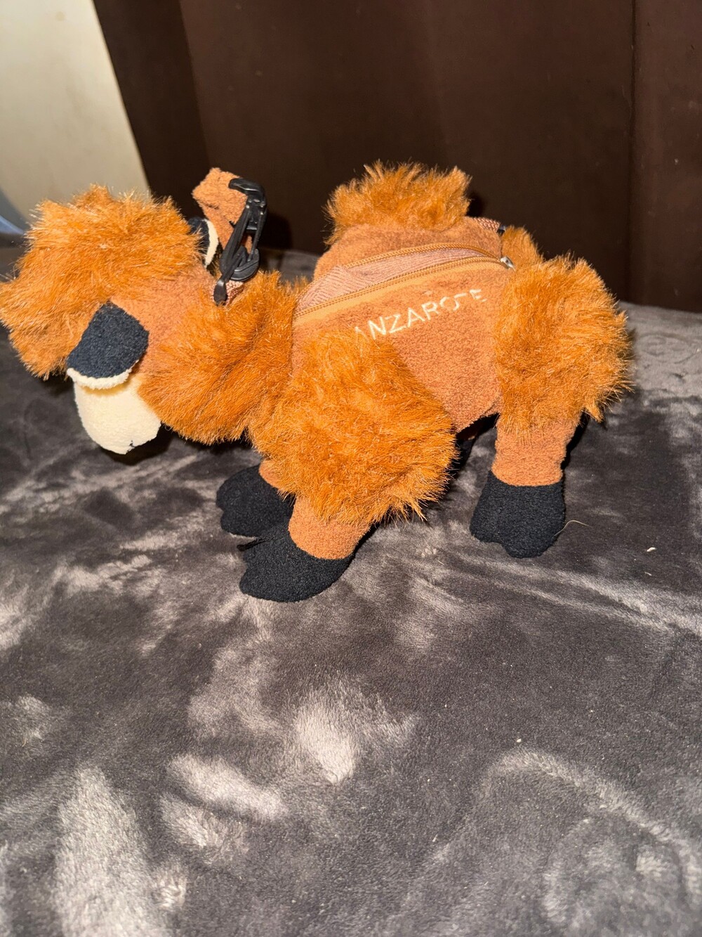 Plush Camel Bag Brown Adjustable Strap Soft Toy Purse
